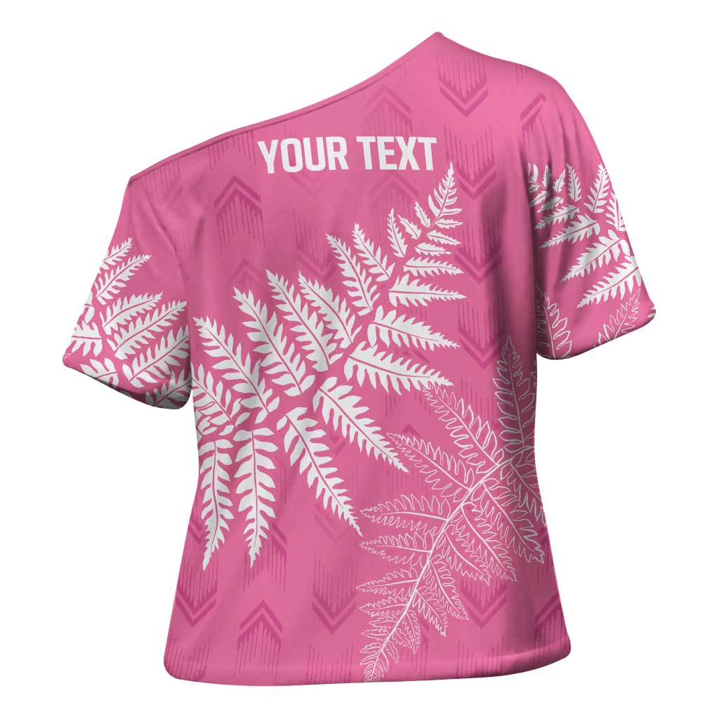 New Zealand Lawn Bowls Breast Cancer Personalized Cross Shoulder Shirt Wrap-Around Silver Fern - Polynesian Pride
