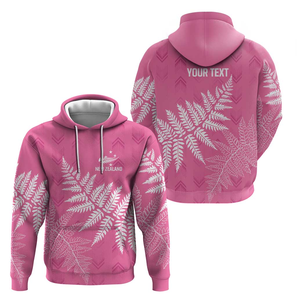 New Zealand Lawn Bowls Breast Cancer Personalized Hoodie Wrap-Around Silver Fern - Polynesian Pride