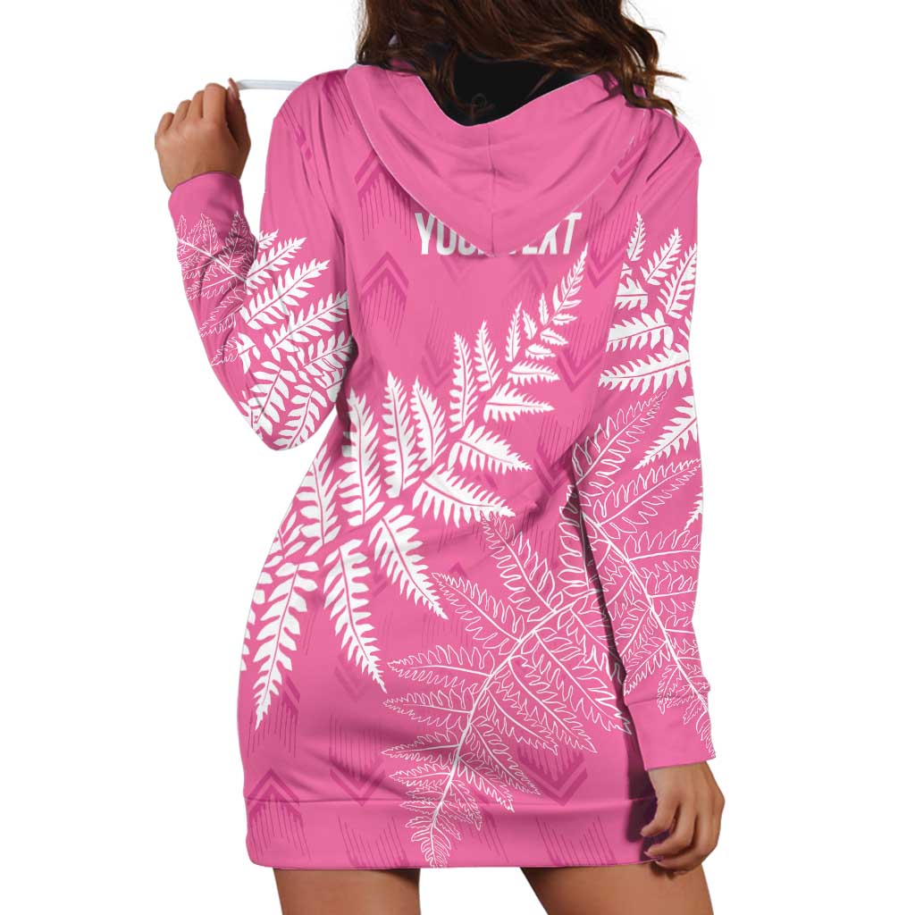 New Zealand Lawn Bowls Breast Cancer Personalized Hoodie Dress Wrap-Around Silver Fern - Polynesian Pride