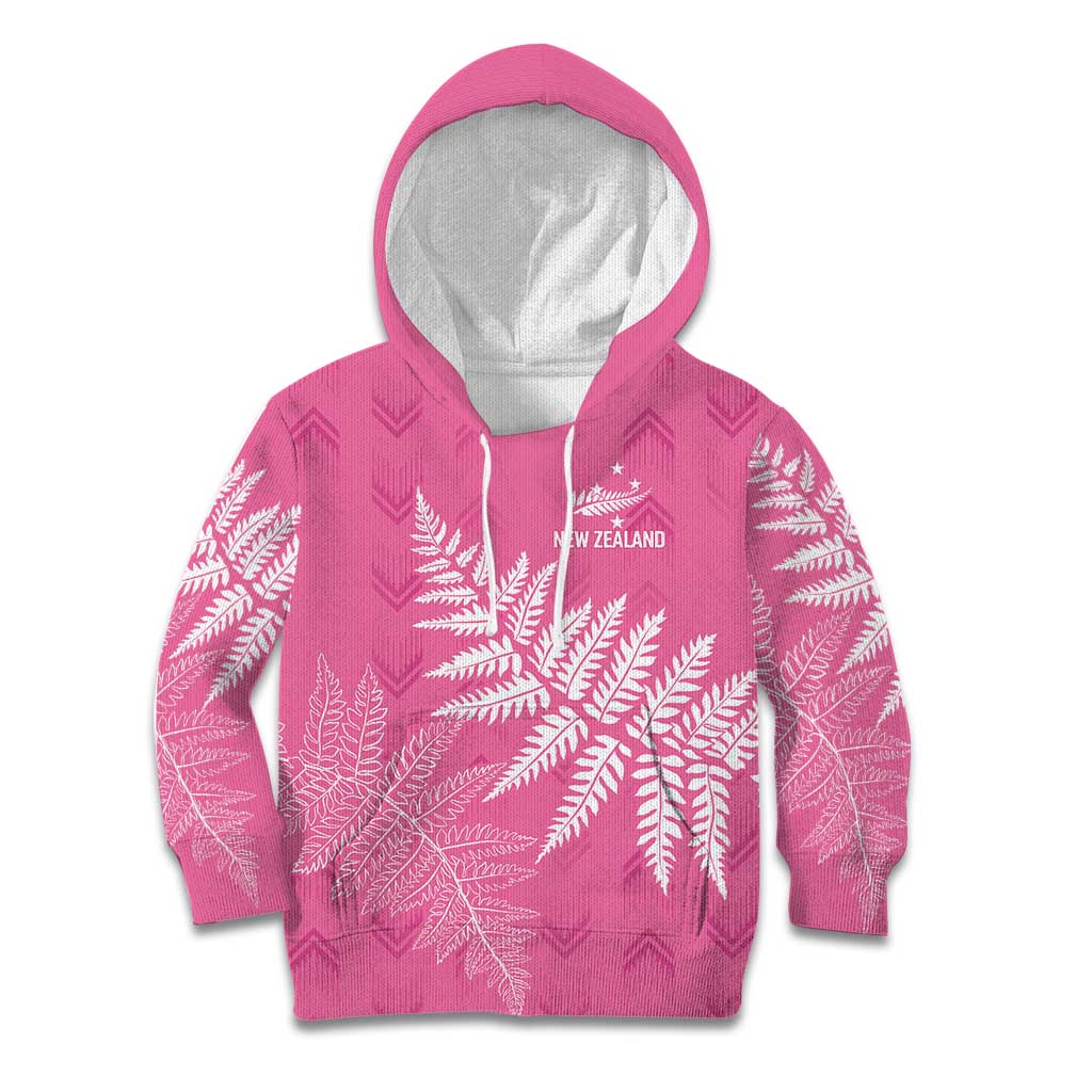 New Zealand Lawn Bowls Breast Cancer Personalized Kid Hoodie Wrap-Around Silver Fern - Polynesian Pride