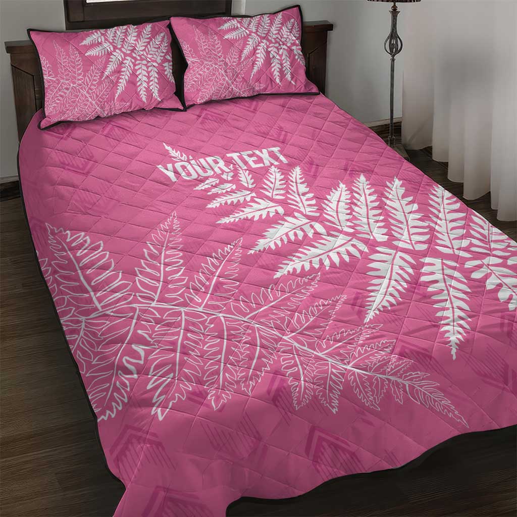 New Zealand Lawn Bowls Breast Cancer Personalized Quilt Bed Set Wrap-Around Silver Fern - Polynesian Pride