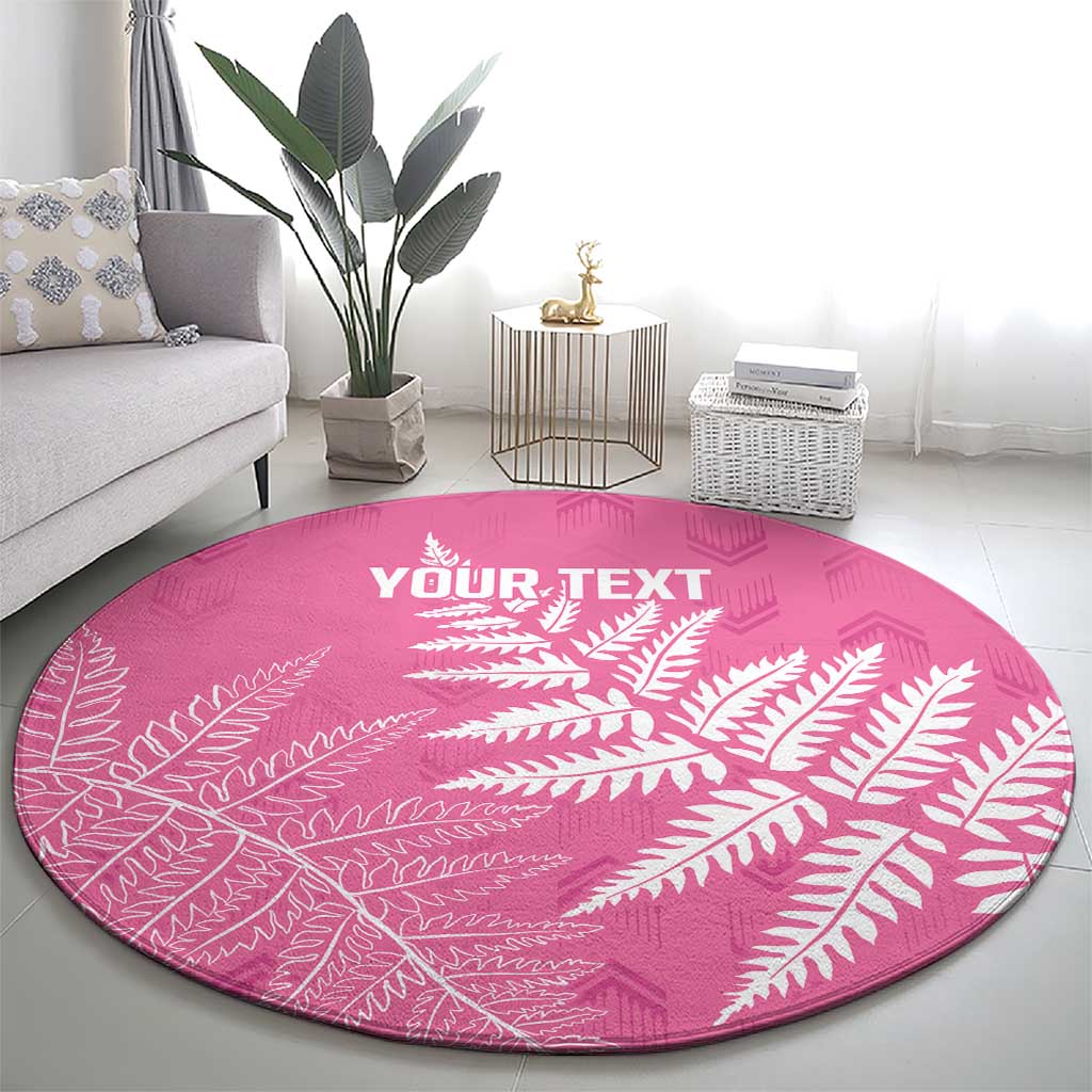 New Zealand Lawn Bowls Breast Cancer Personalized Round Carpet Wrap-Around Silver Fern - Polynesian Pride