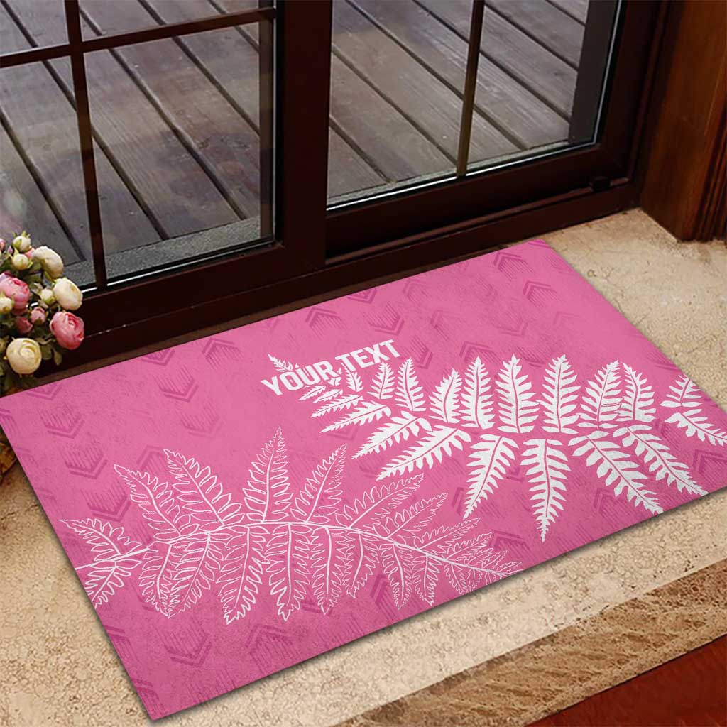 New Zealand Lawn Bowls Breast Cancer Personalized Rubber Doormat Wrap-Around Silver Fern - Polynesian Pride