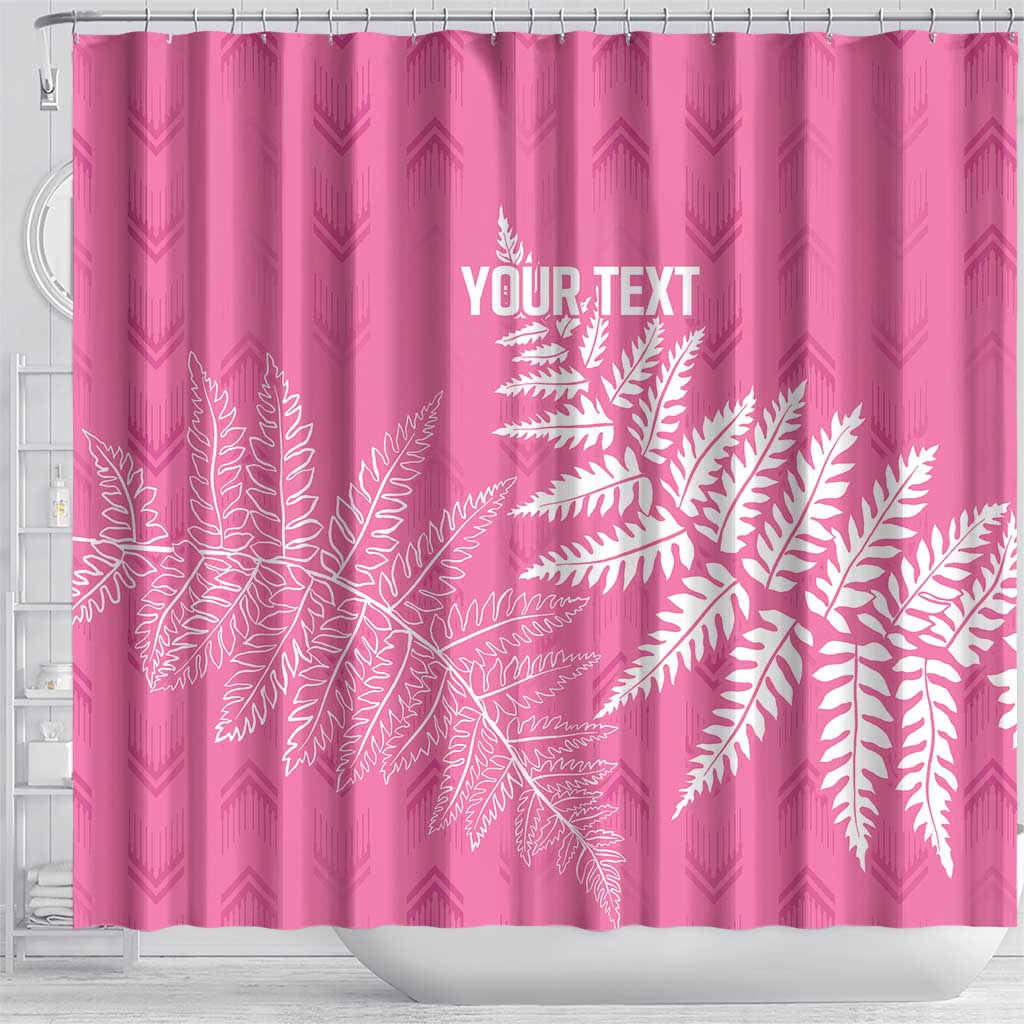 New Zealand Lawn Bowls Breast Cancer Personalized Shower Curtain Wrap-Around Silver Fern - Polynesian Pride