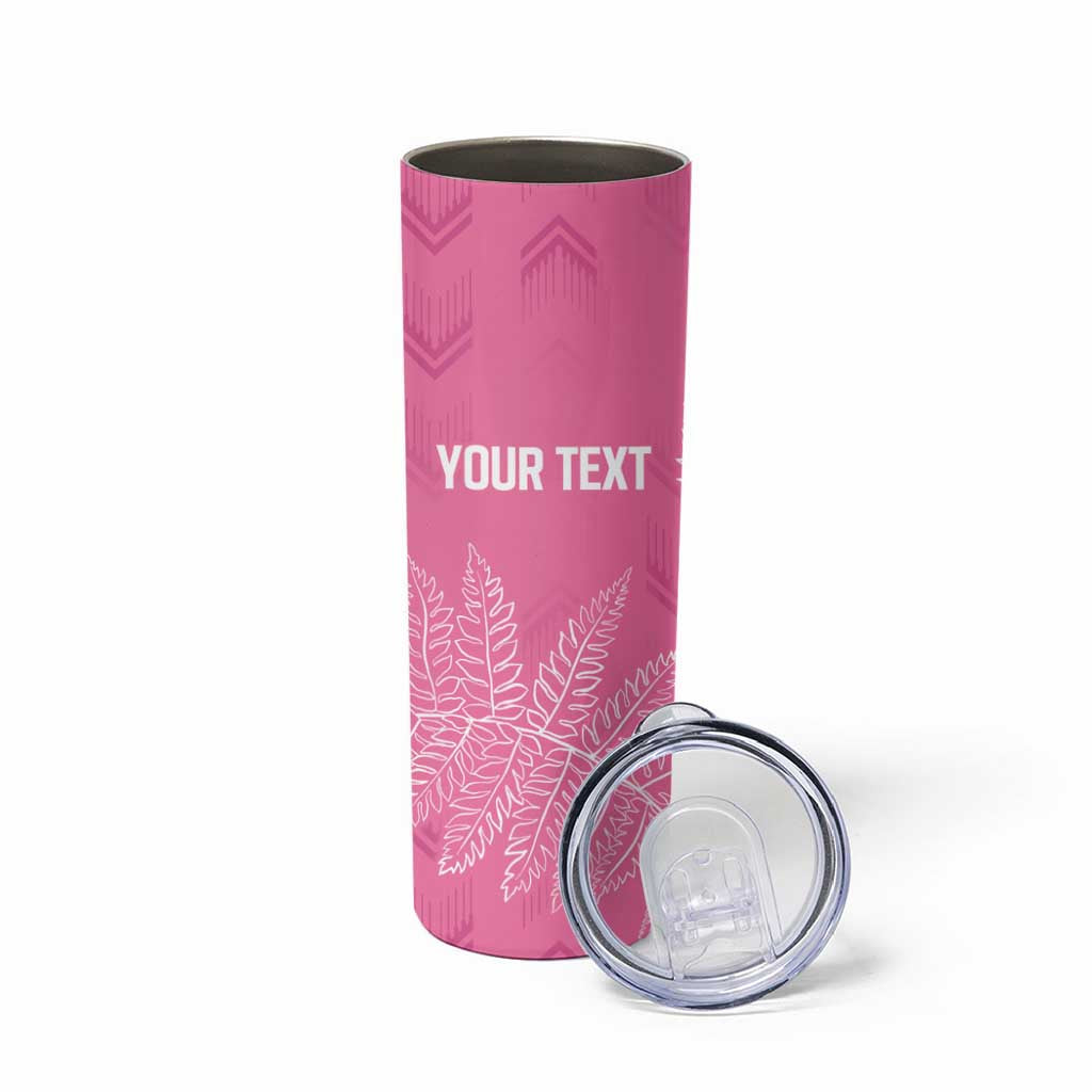 New Zealand Lawn Bowls Breast Cancer Personalized Skinny Tumbler Wrap-Around Silver Fern - Polynesian Pride