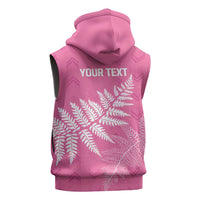 New Zealand Lawn Bowls Breast Cancer Personalized Sleeveless Zip Hoodie Wrap-Around Silver Fern - Polynesian Pride