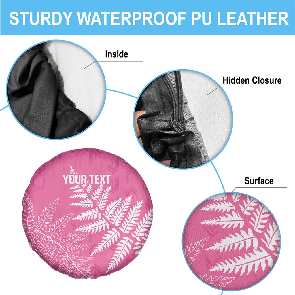 New Zealand Lawn Bowls Breast Cancer Personalized Spare Tire Cover Wrap-Around Silver Fern - Polynesian Pride