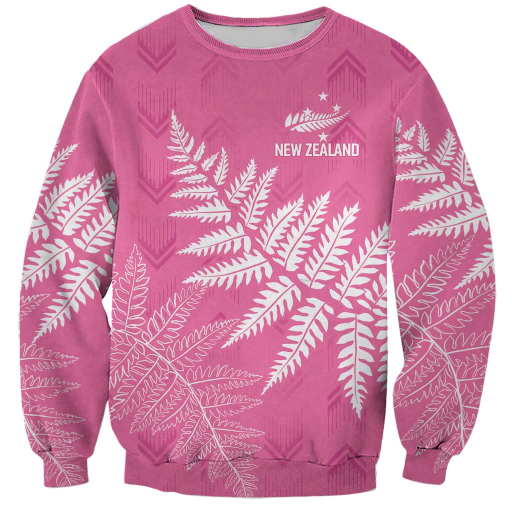 New Zealand Lawn Bowls Breast Cancer Personalized Sweatshirt Wrap-Around Silver Fern - Polynesian Pride