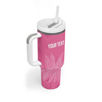 New Zealand Lawn Bowls Breast Cancer Personalized Tumbler With Handle Wrap-Around Silver Fern - Polynesian Pride