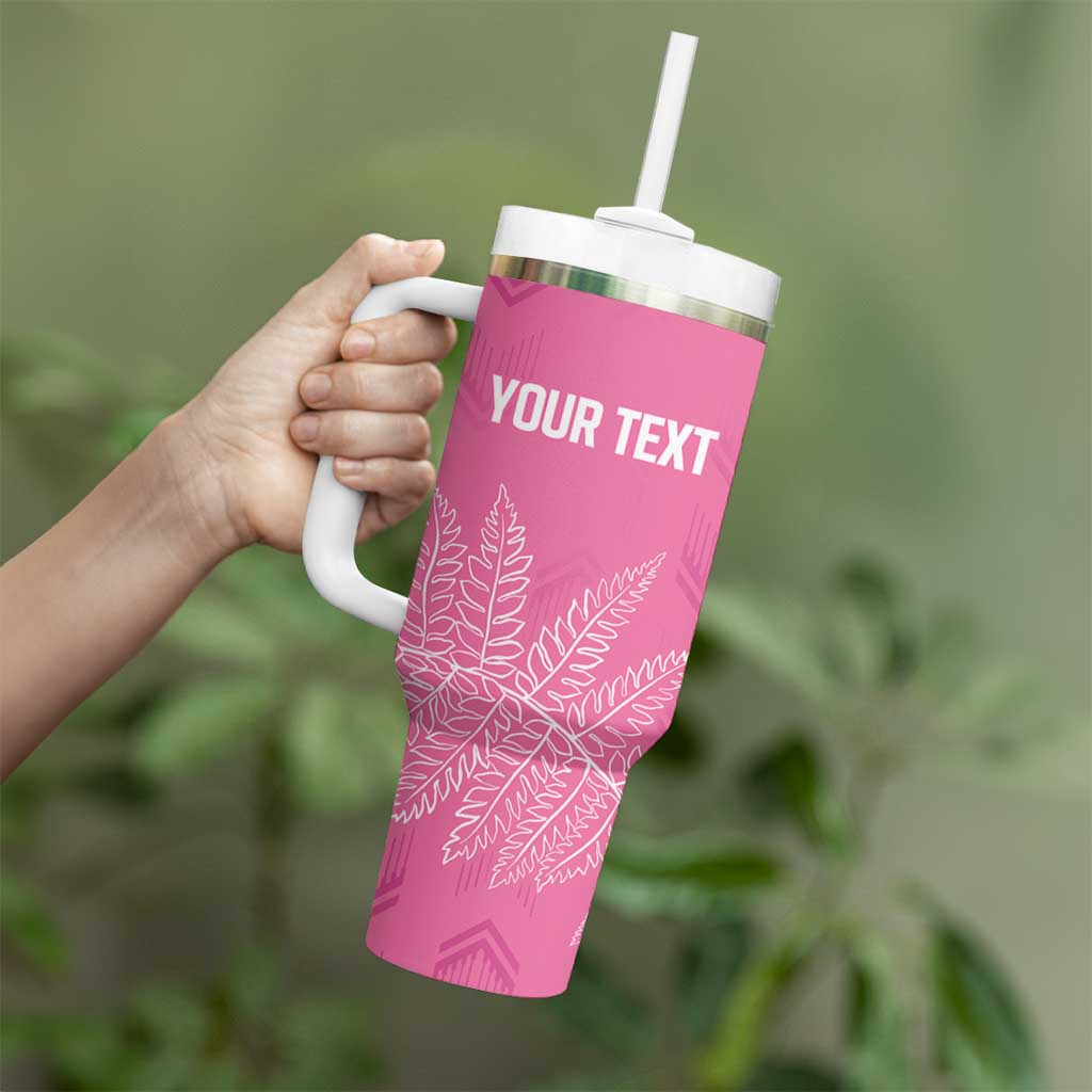 New Zealand Lawn Bowls Breast Cancer Personalized Tumbler With Handle Wrap-Around Silver Fern - Polynesian Pride