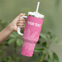 New Zealand Lawn Bowls Breast Cancer Personalized Tumbler With Handle Wrap-Around Silver Fern - Polynesian Pride