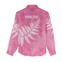 New Zealand Lawn Bowls Breast Cancer Personalized Women Casual Shirt Wrap-Around Silver Fern - Polynesian Pride