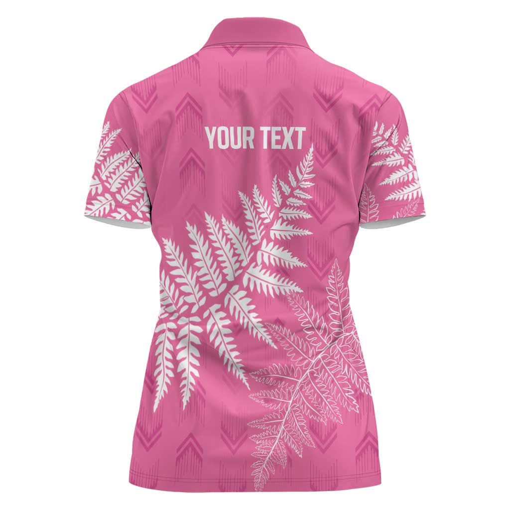 New Zealand Lawn Bowls Breast Cancer Personalized Women Polo Shirt Wrap-Around Silver Fern - Polynesian Pride