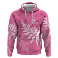 New Zealand Lawn Bowls Breast Cancer Personalized Zip Hoodie Wrap-Around Silver Fern - Polynesian Pride