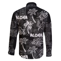 Aloha Vintage Quilt Family Matching Summer Maxi Dress and Hawaiian Shirt Hawaiian Seamless - Black LT7 - Polynesian Pride