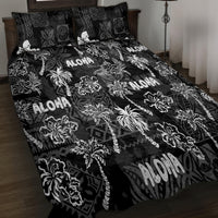 Aloha Vintage Quilt Quilt Bed Set Hawaiian Seamless - Black LT7 - Polynesian Pride