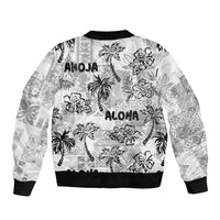 Aloha Vintage Quilt Bomber Jacket Hawaiian Seamless - White LT7 - Polynesian Pride