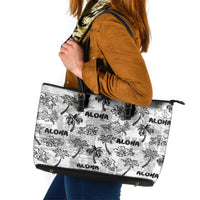 Aloha Vintage Quilt Leather Tote Bag Hawaiian Seamless - White LT7 White - Polynesian Pride