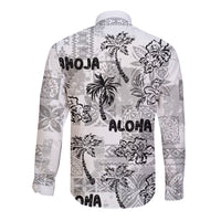 Aloha Vintage Quilt Long Sleeve Button Shirt Hawaiian Seamless - White LT7 - Polynesian Pride