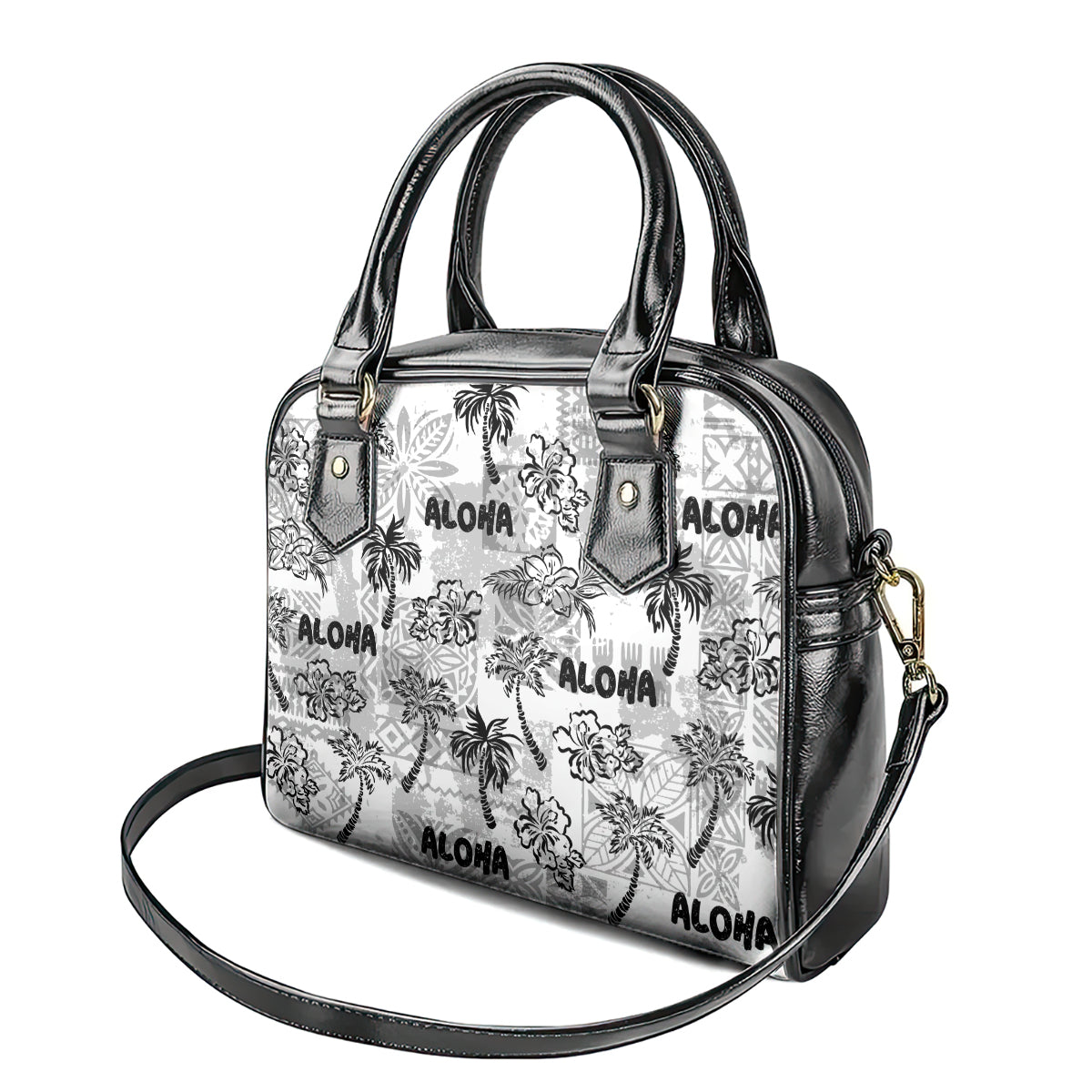 Aloha Vintage Quilt Shoulder Handbag Hawaiian Seamless - White LT7 - Polynesian Pride