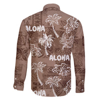 Aloha Vintage Quilt Family Matching Short Sleeve Bodycon Dress and Hawaiian Shirt Hawaiian Seamless - Brown LT7 - Polynesian Pride