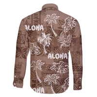 Aloha Vintage Quilt Family Matching Summer Maxi Dress and Hawaiian Shirt Hawaiian Seamless - Brown LT7 - Polynesian Pride