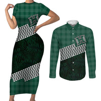 Rainbow Warriors Hawaii Personalized Palaka Couples Matching Short Sleeve Bodycon Dress and Long Sleeve Button Shirt - Polynesian Pride