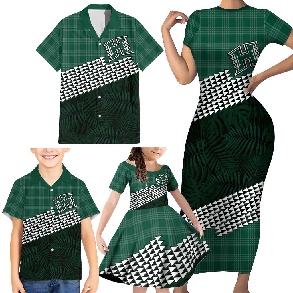 Rainbow Warriors Hawaii Personalized Palaka Family Matching Short Sleeve Bodycon Dress and Hawaiian Shirt - Polynesian Pride