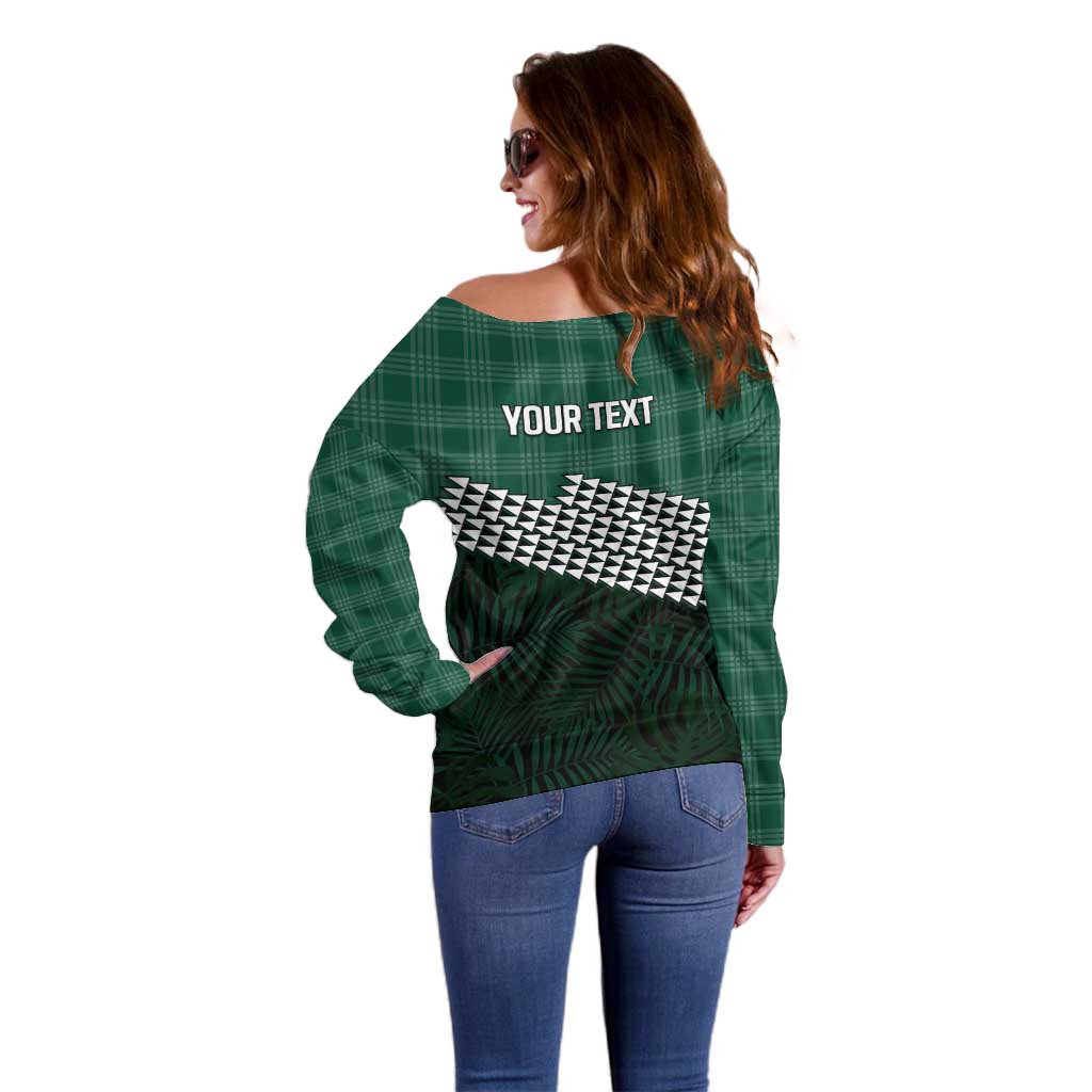 Rainbow Warriors Hawaii Personalized Palaka Off Shoulder Sweater - Polynesian Pride