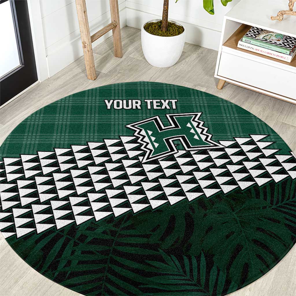 Rainbow Warriors Hawaii Personalized Palaka Round Carpet LT7 Green - Polynesian Pride