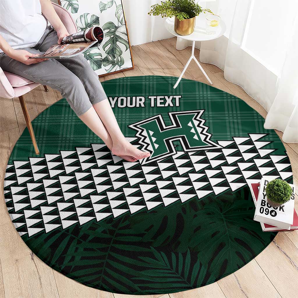Rainbow Warriors Hawaii Personalized Palaka Round Carpet LT7 - Polynesian Pride