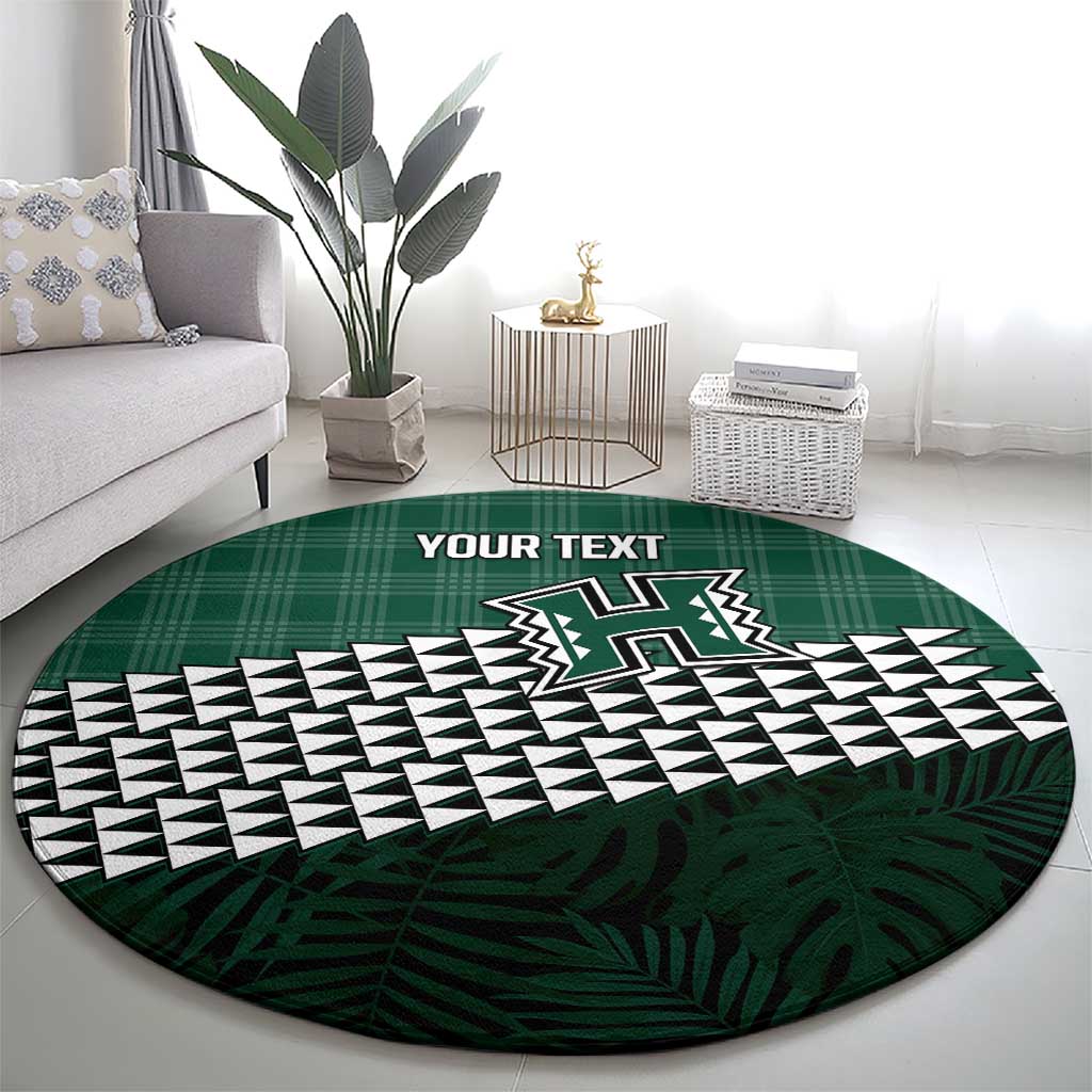 Rainbow Warriors Hawaii Personalized Palaka Round Carpet LT7 - Polynesian Pride