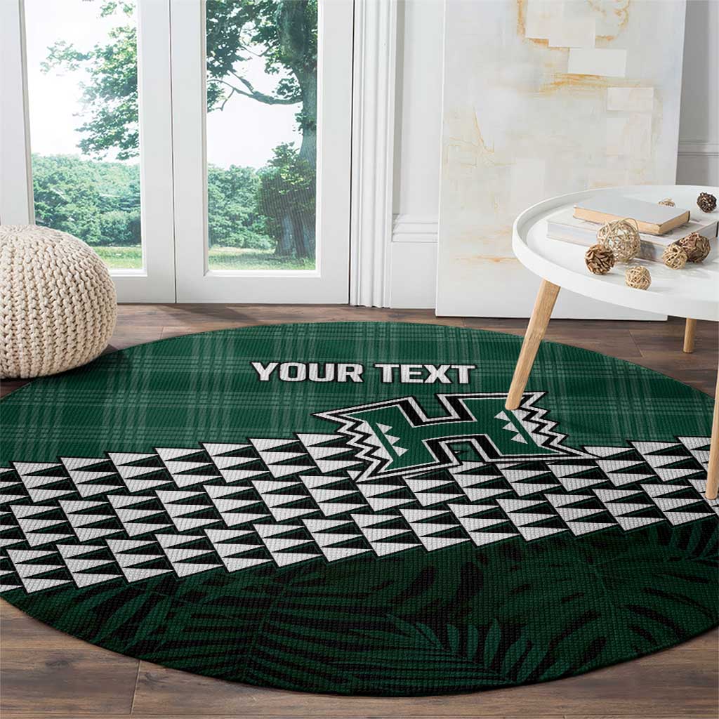 Rainbow Warriors Hawaii Personalized Palaka Round Carpet LT7 - Polynesian Pride