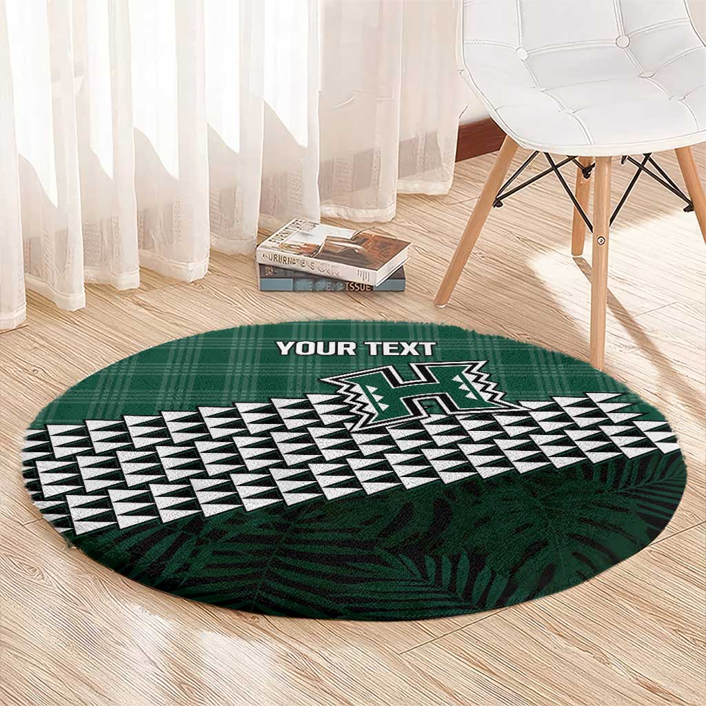 Rainbow Warriors Hawaii Personalized Palaka Round Carpet LT7 - Polynesian Pride