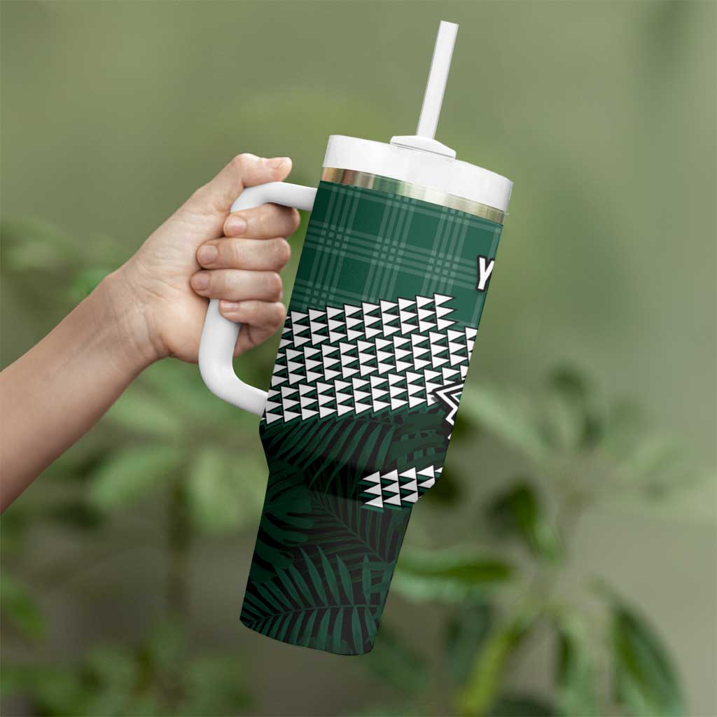 Rainbow Warriors Hawaii Personalized Palaka Tumbler With Handle - Polynesian Pride