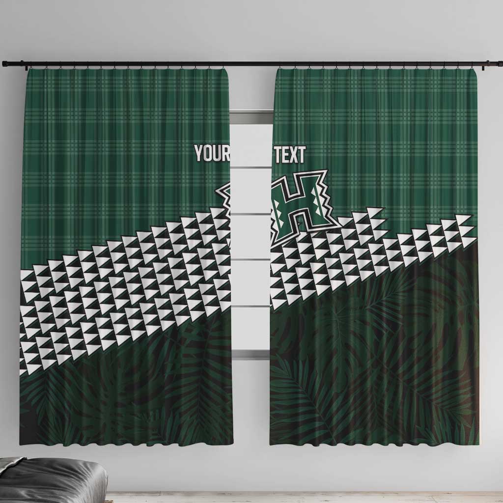 Rainbow Warriors Hawaii Personalized Palaka Window Curtain LT7 With Hooks Green - Polynesian Pride