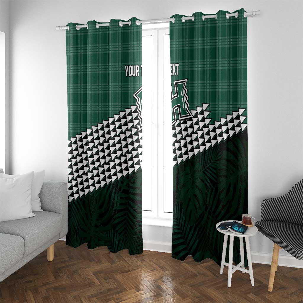 Rainbow Warriors Hawaii Personalized Palaka Window Curtain LT7 With Grommets Green - Polynesian Pride