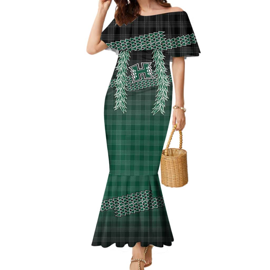 Rainbow Warriors Hawaii Palaka Family Matching Mermaid Dress and Hawaiian Shirt Maile Lei - Polynesian Pride