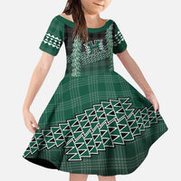 Rainbow Warriors Hawaii Palaka Family Matching Off The Shoulder Long Sleeve Dress and Hawaiian Shirt Maile Lei - Polynesian Pride