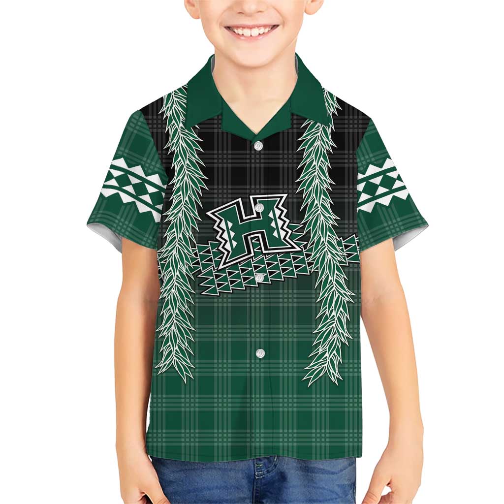 Rainbow Warriors Hawaii Palaka Family Matching Off The Shoulder Long Sleeve Dress and Hawaiian Shirt Maile Lei - Polynesian Pride