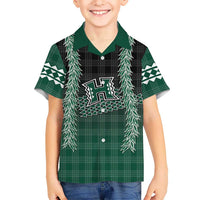 Rainbow Warriors Hawaii Palaka Family Matching Off The Shoulder Long Sleeve Dress and Hawaiian Shirt Maile Lei - Polynesian Pride