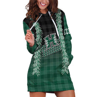 Rainbow Warriors Hawaii Palaka Hoodie Dress Maile Lei LT7 Dark Green - Polynesian Pride