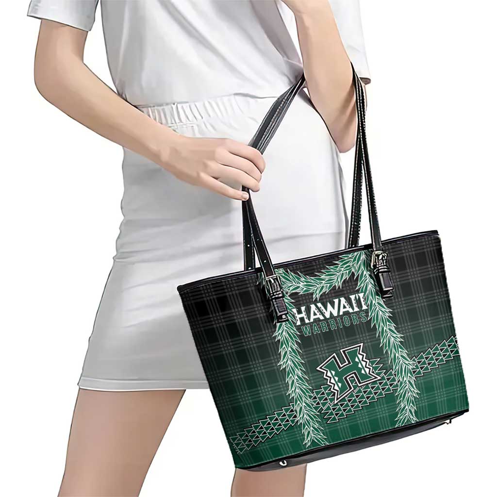 Rainbow Warriors Hawaii Palaka Leather Tote Bag Maile Lei LT7 - Polynesian Pride