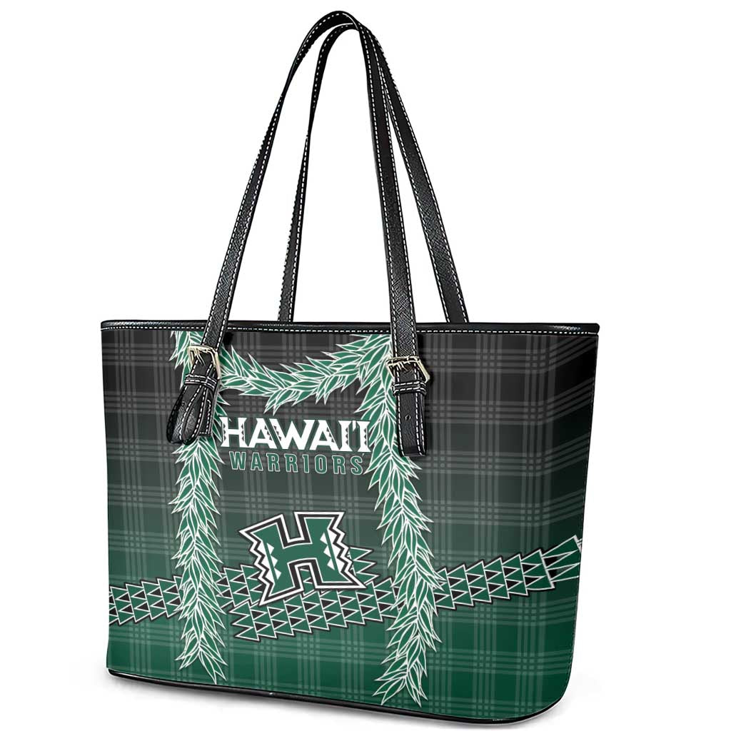 Rainbow Warriors Hawaii Palaka Leather Tote Bag Maile Lei LT7 - Polynesian Pride