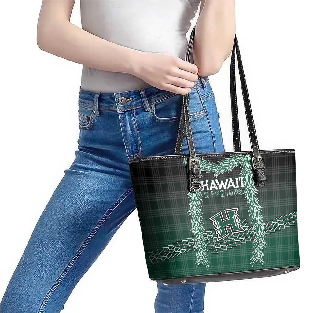 Rainbow Warriors Hawaii Palaka Leather Tote Bag Maile Lei LT7 - Polynesian Pride