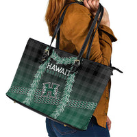 Rainbow Warriors Hawaii Palaka Leather Tote Bag Maile Lei LT7 - Polynesian Pride