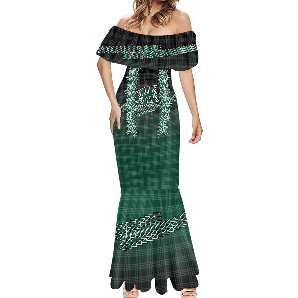 Rainbow Warriors Hawaii Palaka Mermaid Dress Maile Lei - Polynesian Pride