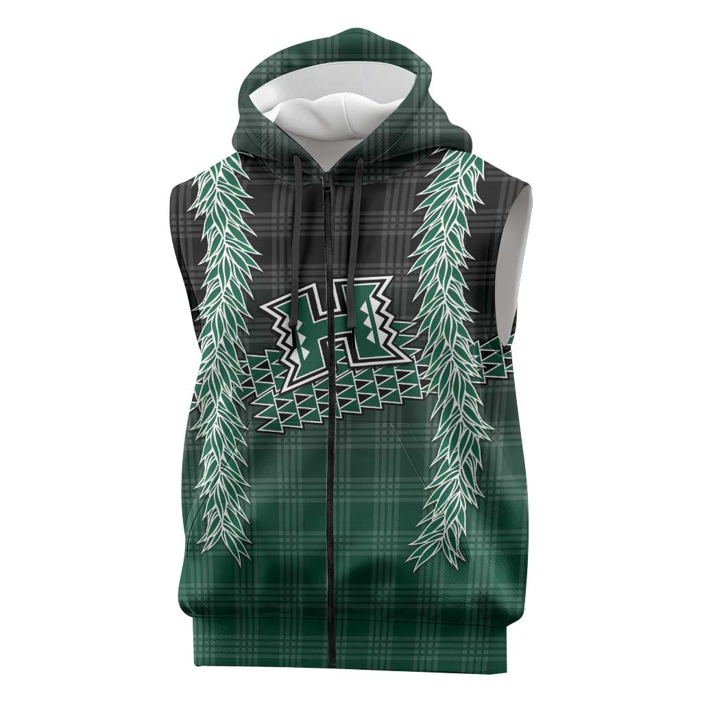Rainbow Warriors Hawaii Palaka Sleeveless Zip Hoodie Maile Lei - Polynesian Pride
