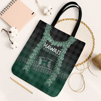 Rainbow Warriors Hawaii Palaka Tote Bag Maile Lei LT7 Black Strap One Size Dark Green - Polynesian Pride