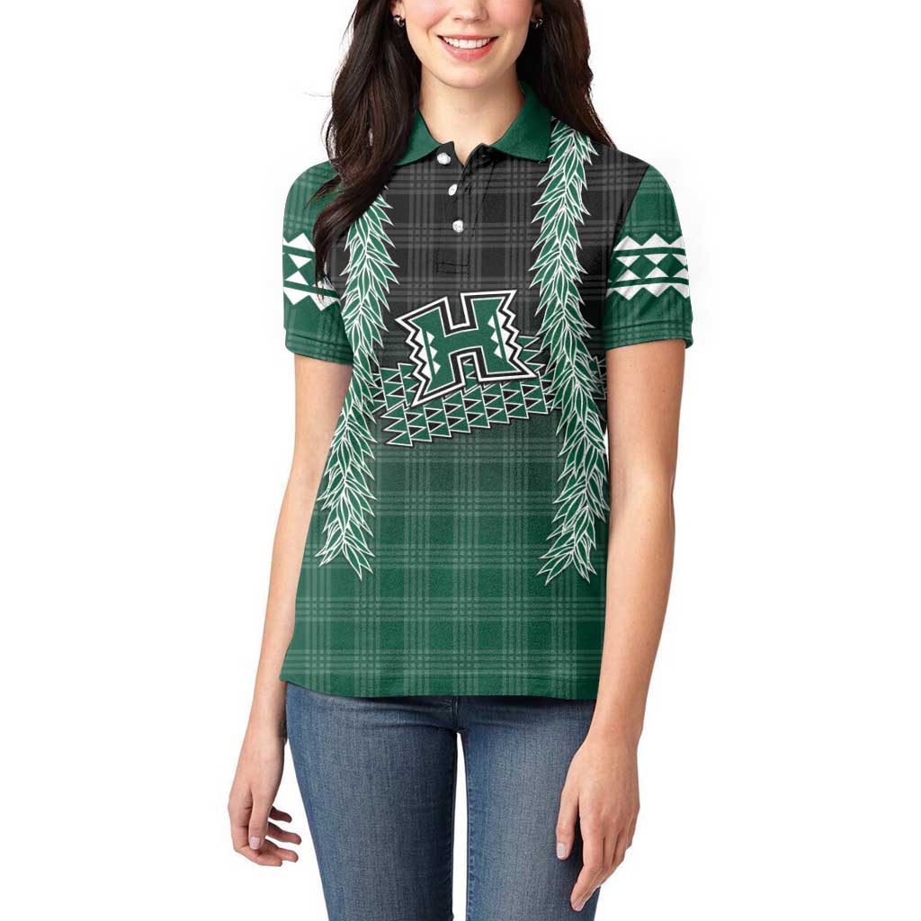 Rainbow Warriors Hawaii Palaka Women Polo Shirt Maile Lei - Polynesian Pride